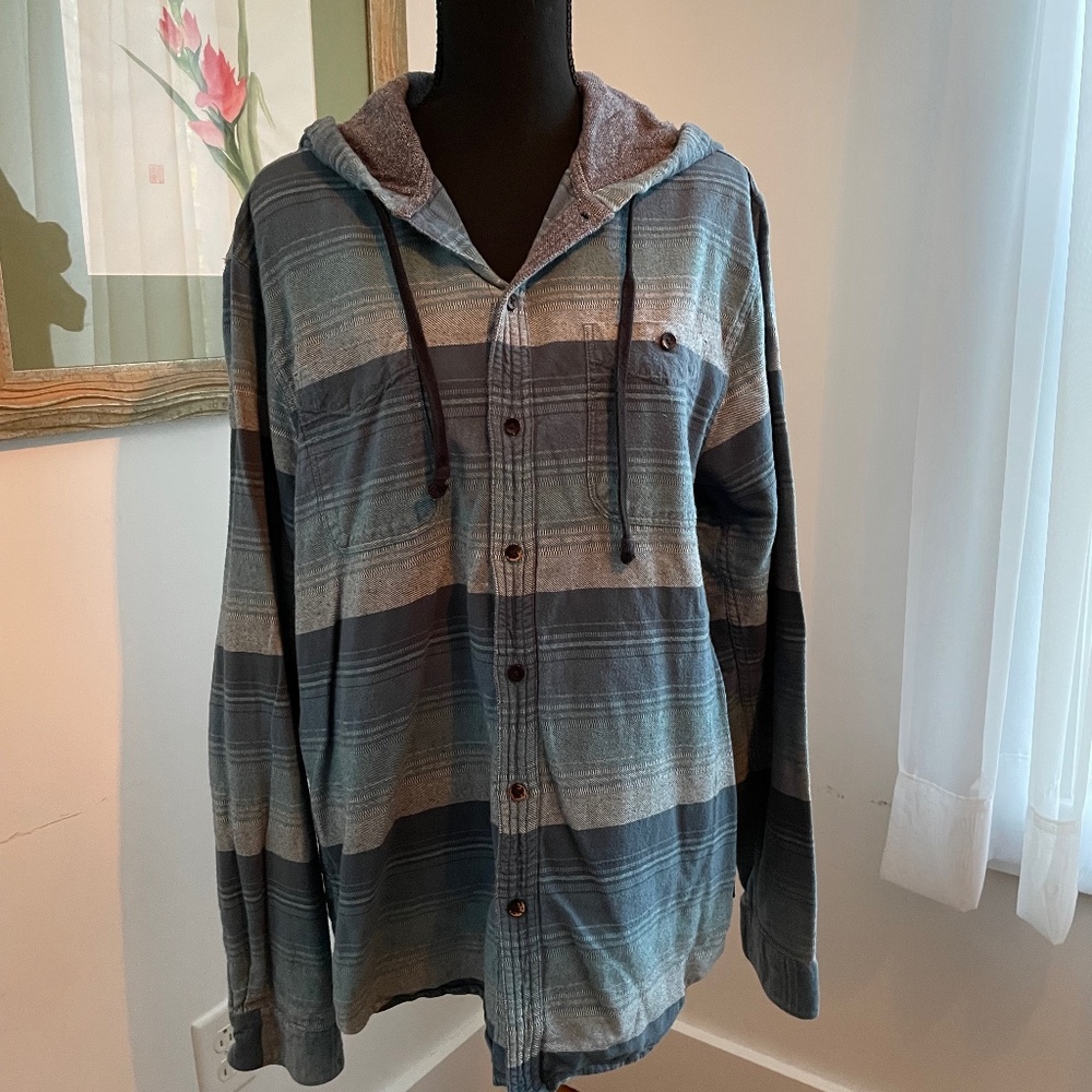 Billabong Men’s XL Soft Woven Hooded Button Up